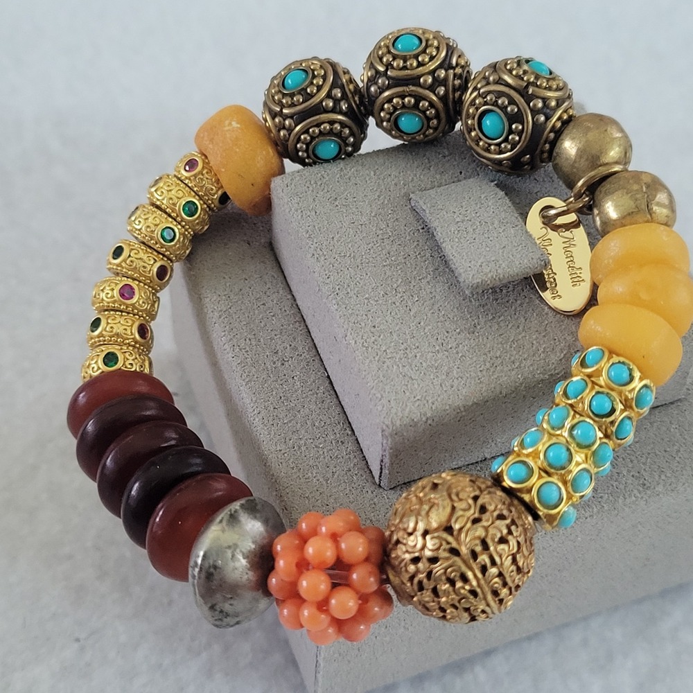 Meredith Waterstraat Bohemian Stretch Bracelet Mixed Media Beaded Artisan